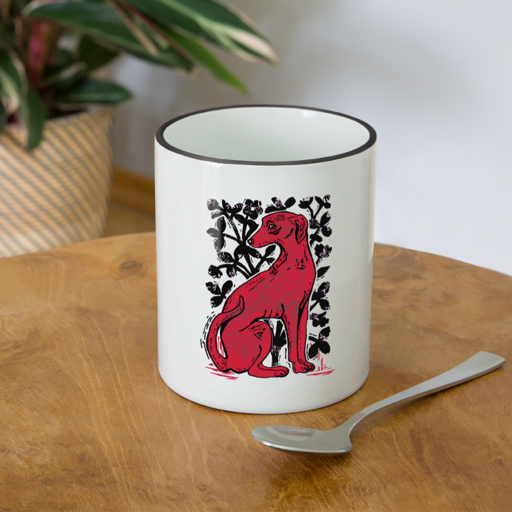 Tasse zweifarbig - “Medieval Dog” - Weiß/Schwarz
