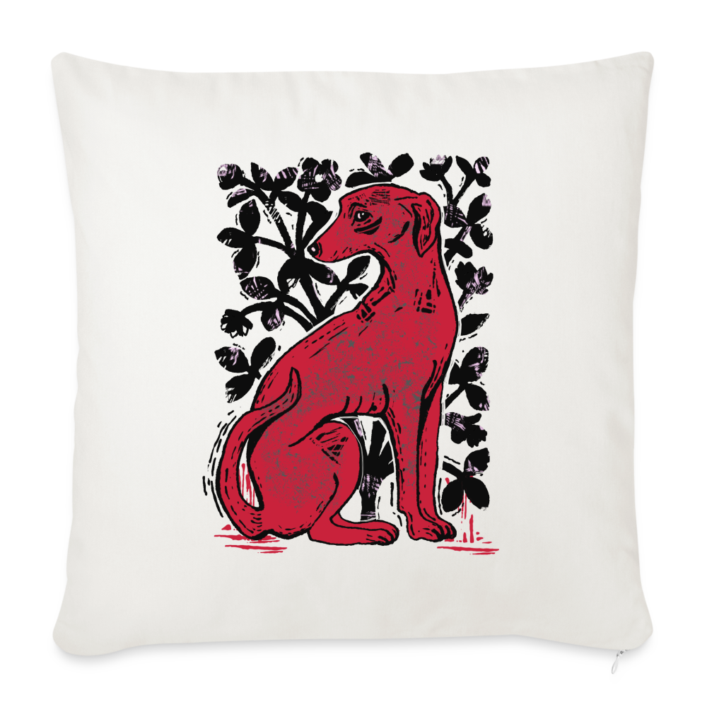 Sofakissen mit Füllung 44 x 44 cm - “Medieval Dog” - Naturweiß