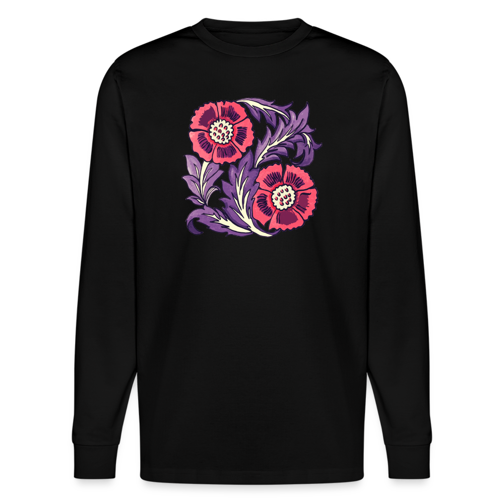 Stanley/Stella Unisex Bio-Langarmshirt - “Vintage Poppy“ - Schwarz