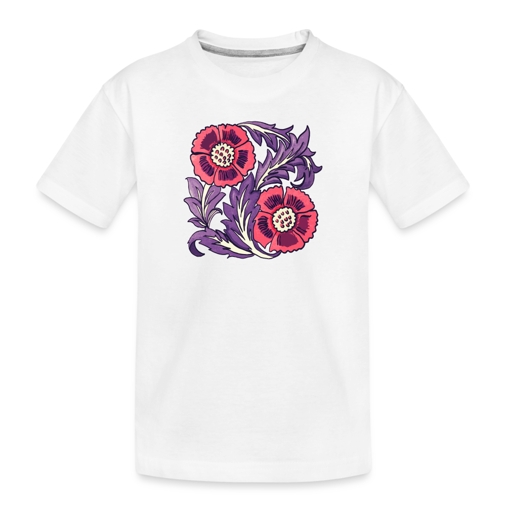 Kinder Premium Bio T-Shirt - “Vintage Poppy“ - weiß