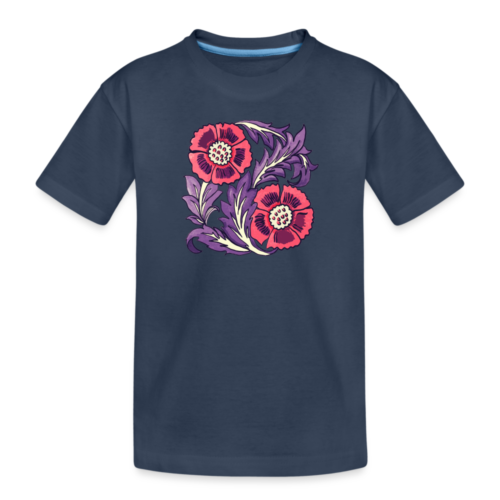 Kinder Premium Bio T-Shirt - “Vintage Poppy“ - Navy