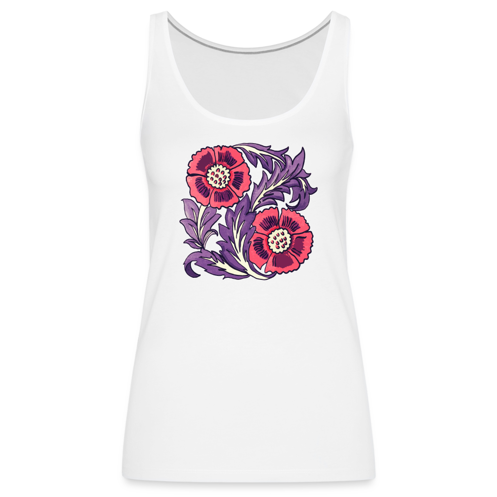 Frauen Premium Tank Top - “Vintage Poppy“ - weiß