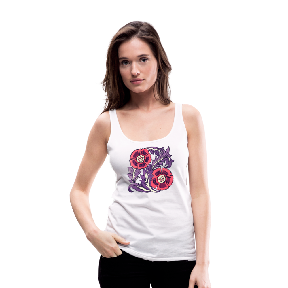 Frauen Premium Tank Top - “Vintage Poppy“ - weiß