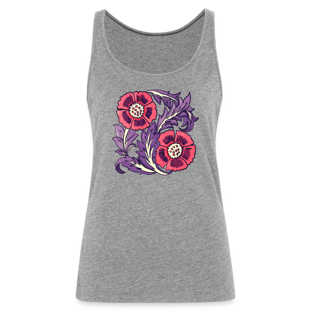 Frauen Premium Tank Top - “Vintage Poppy“ - Grau meliert