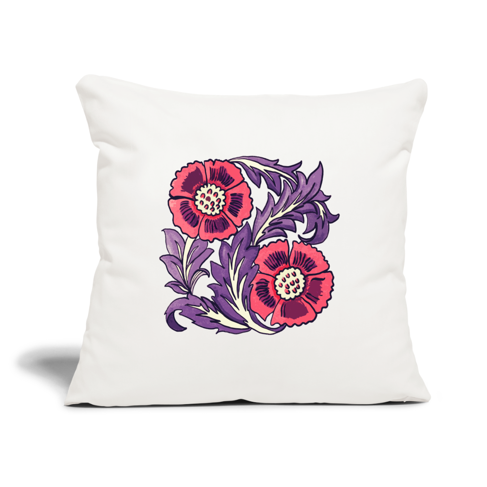 Sofakissenbezug 44 x 44 cm - “Vintage Poppy“ - Naturweiß