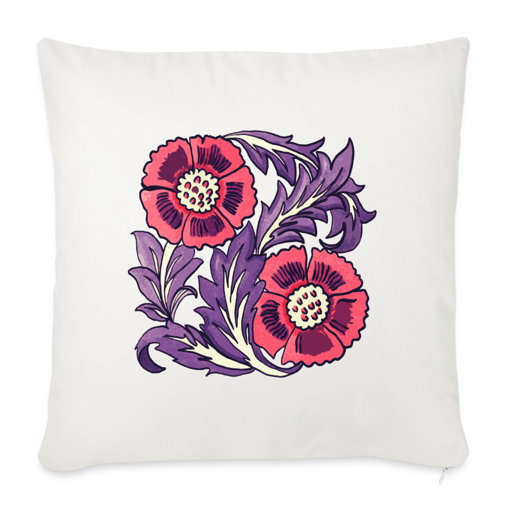 Sofakissenbezug 44 x 44 cm - “Vintage Poppy“ - Naturweiß