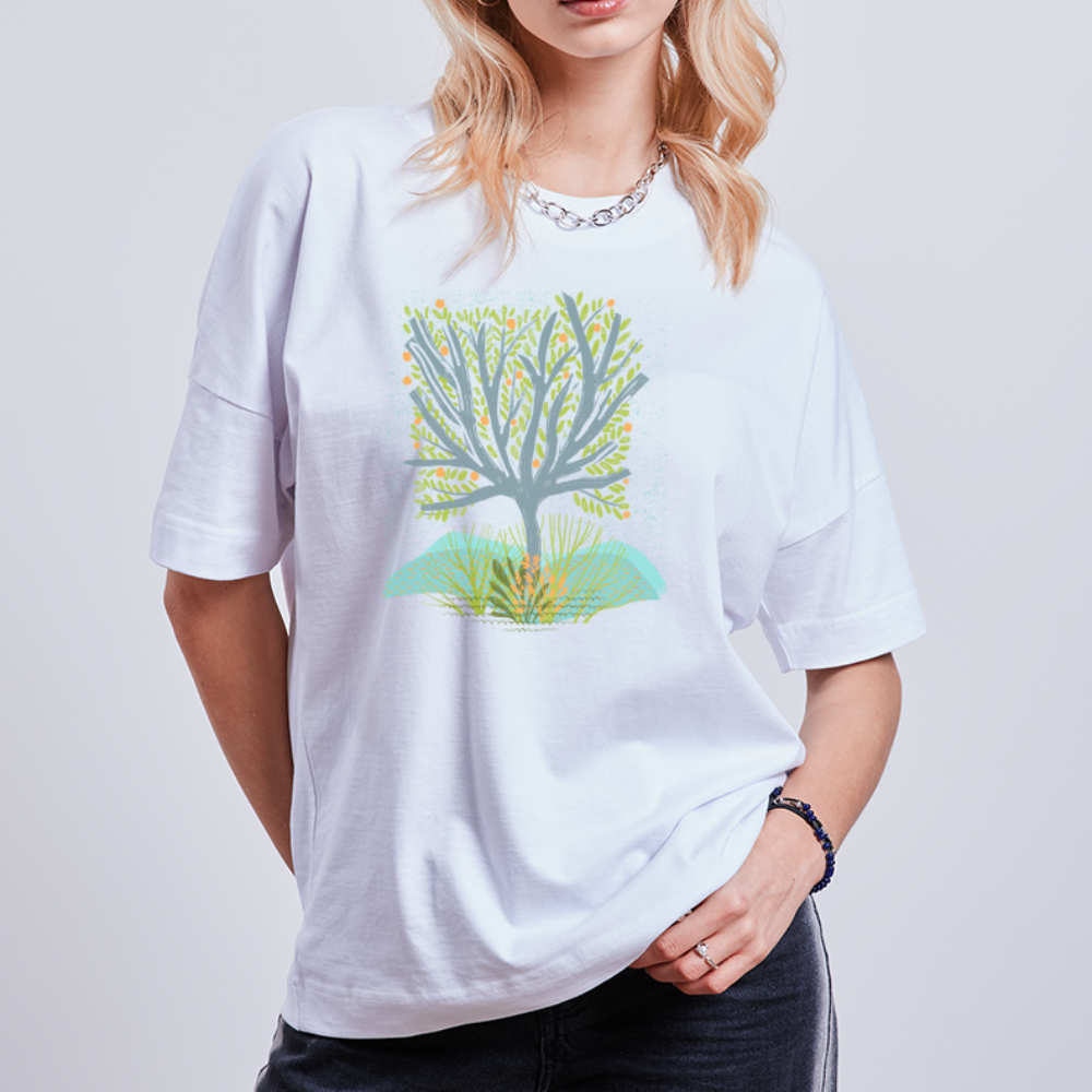 Stanley/Stella Unisex Oversize Bio-T-Shirt - “Frühlingswiese” - weiß