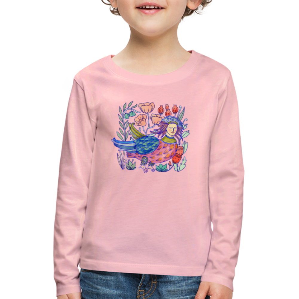 Kinder Premium Langarmshirt - “Bunte Sirin” - Hellrosa