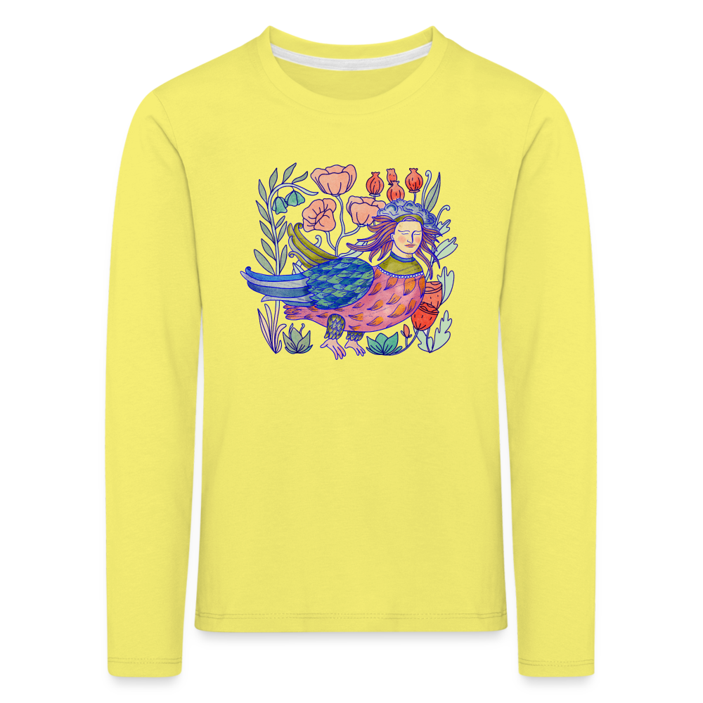 Kinder Premium Langarmshirt - “Bunte Sirin” - Gelb