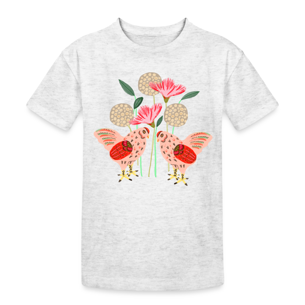Kinder Heavy Cotton T-Shirt - “Kleiner Garten” - Weiß meliert