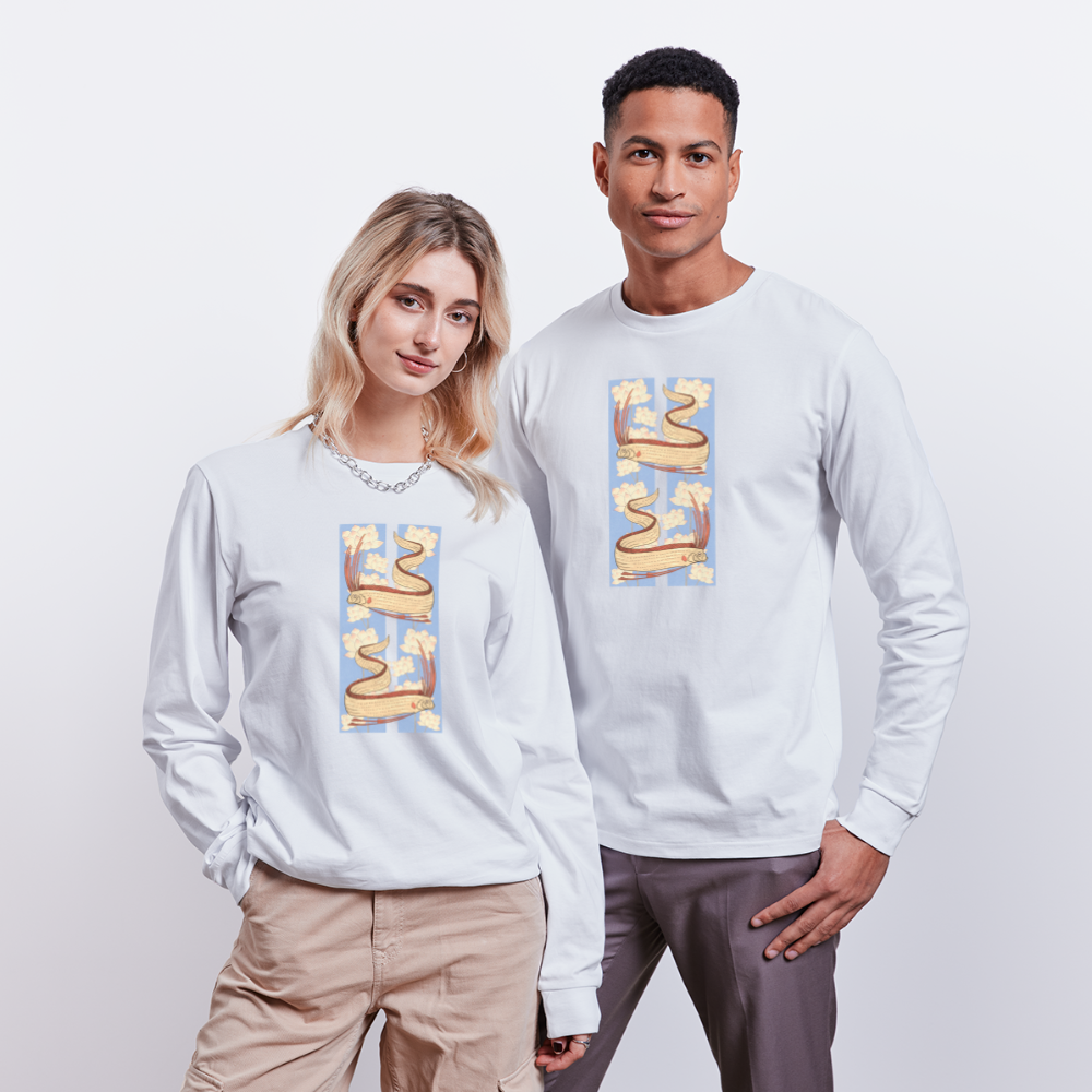 Stanley/Stella Unisex Bio-Langarmshirt - “Riemenfische” - weiß