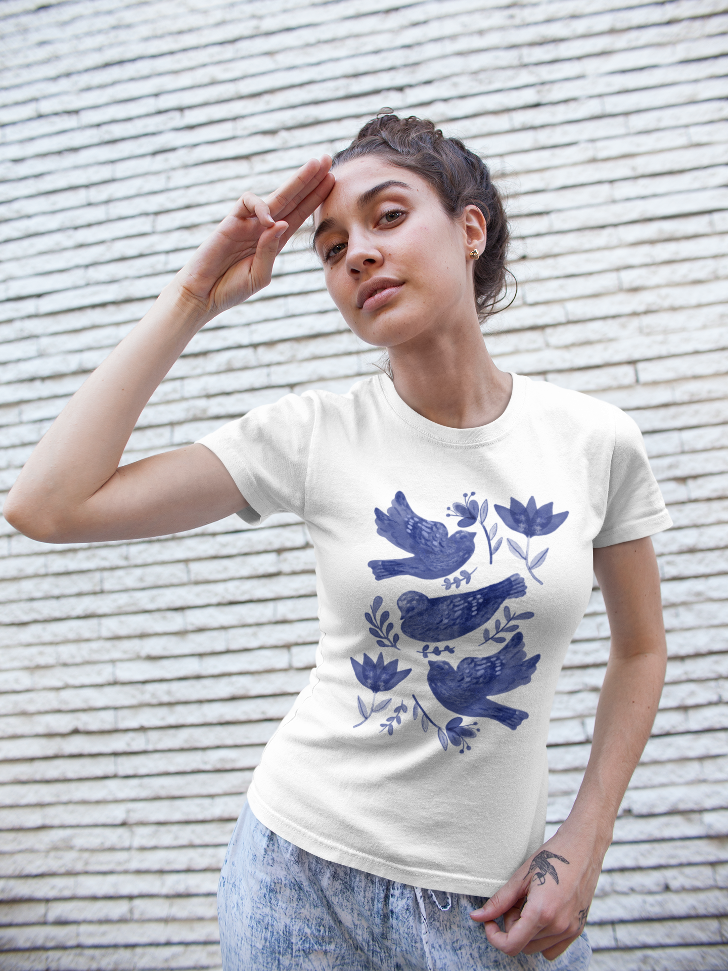 Frauen T-Shirt - “Fayence Vögel”