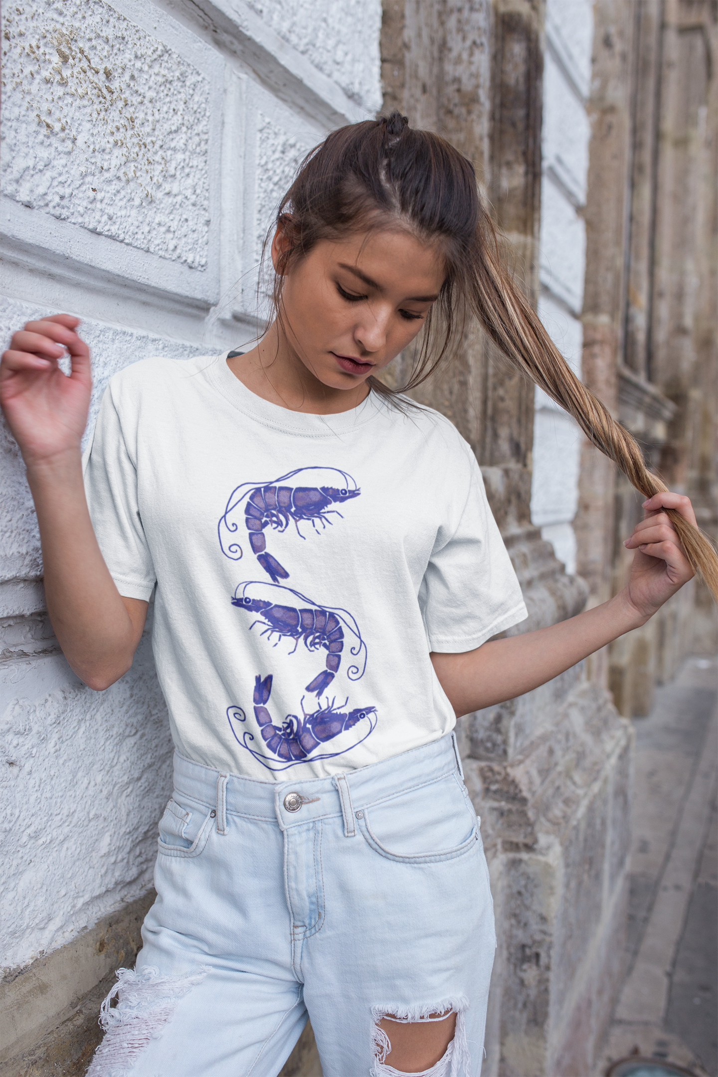 Frauen T-Shirt - "Blue Shrimps"