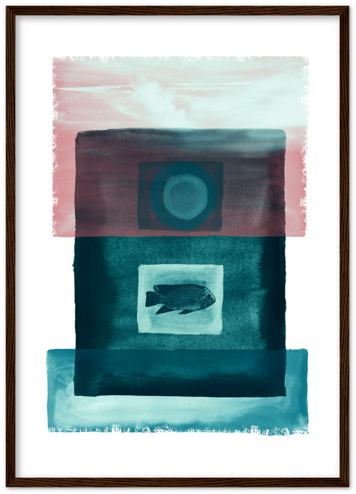 Das Meer - Premium Matte Papier Holz gerahmt Poster - Hinter dem Mond