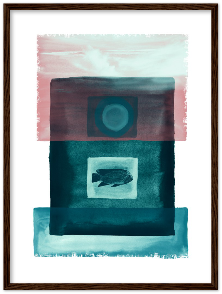 Das Meer - Premium Matte Papier Holz gerahmt Poster - Hinter dem Mond