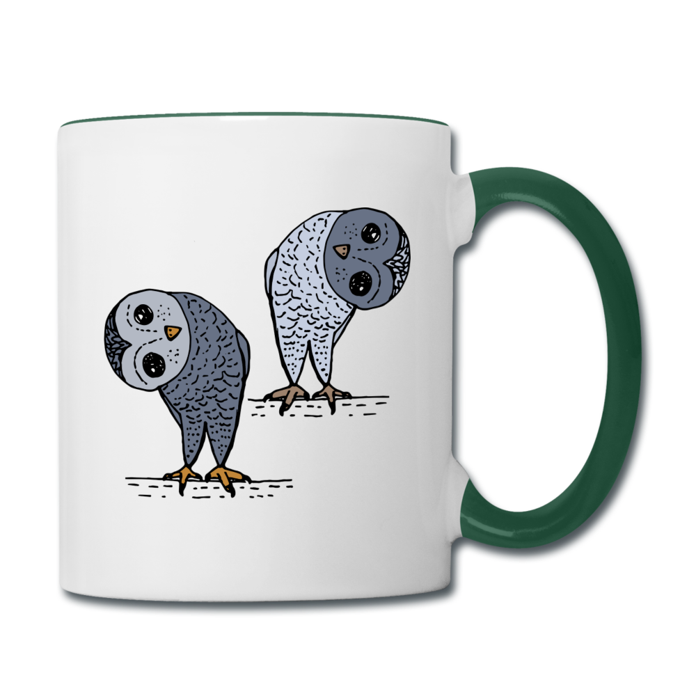 Staunende Eulen - Tasse zweifarbig - Hinter dem Mond