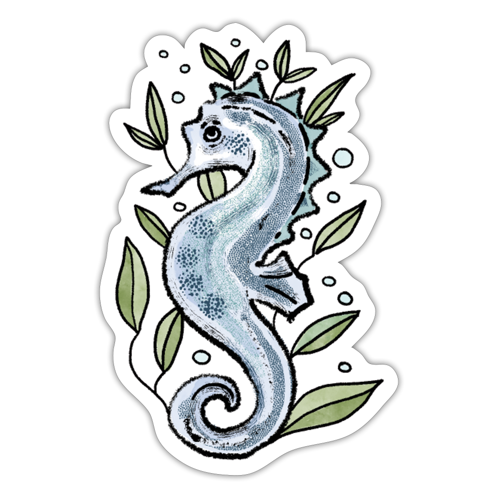 Seepferdchen mit Meerespflanzen - Sticker - Hinter dem Mond
