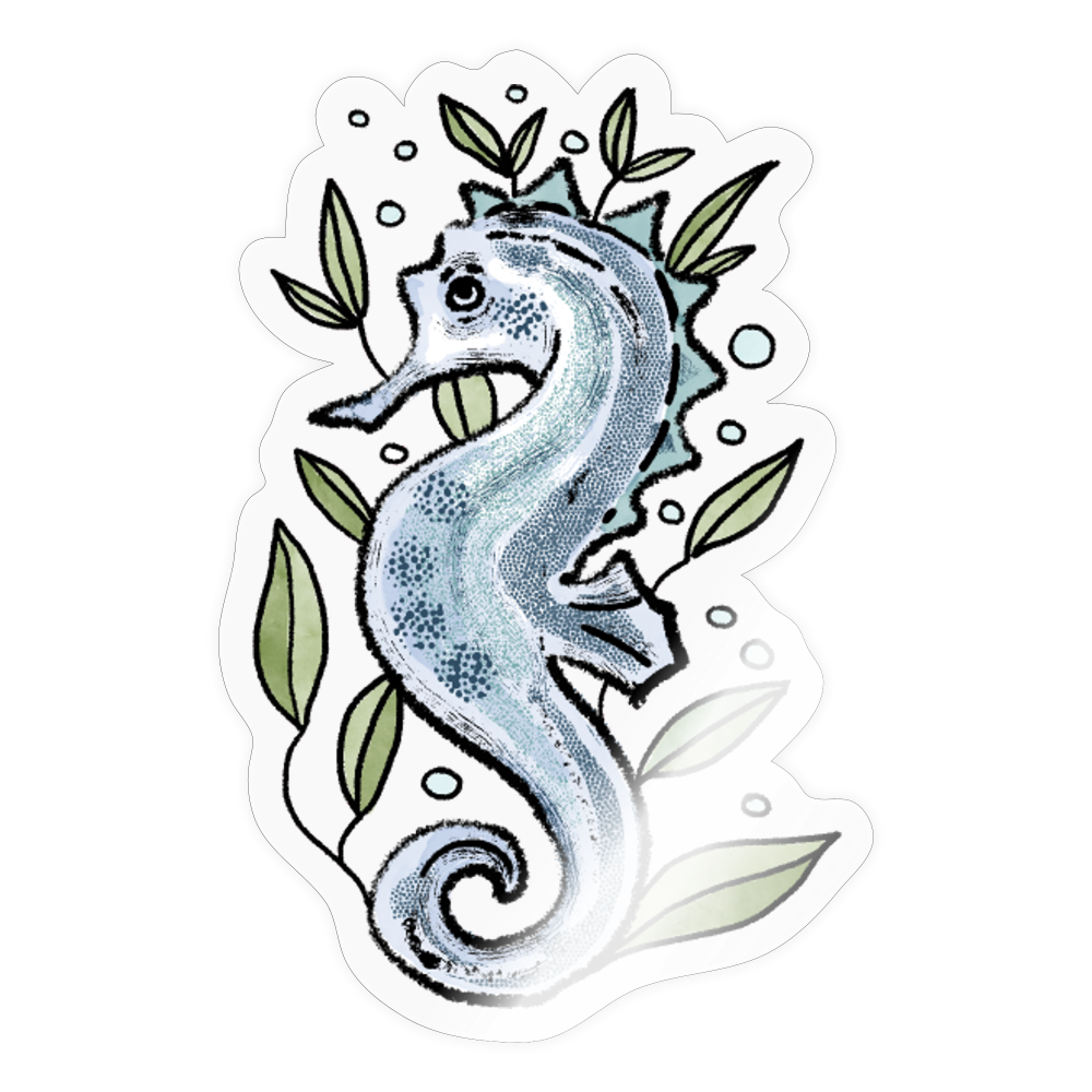 Seepferdchen mit Meerespflanzen - Sticker - Hinter dem Mond