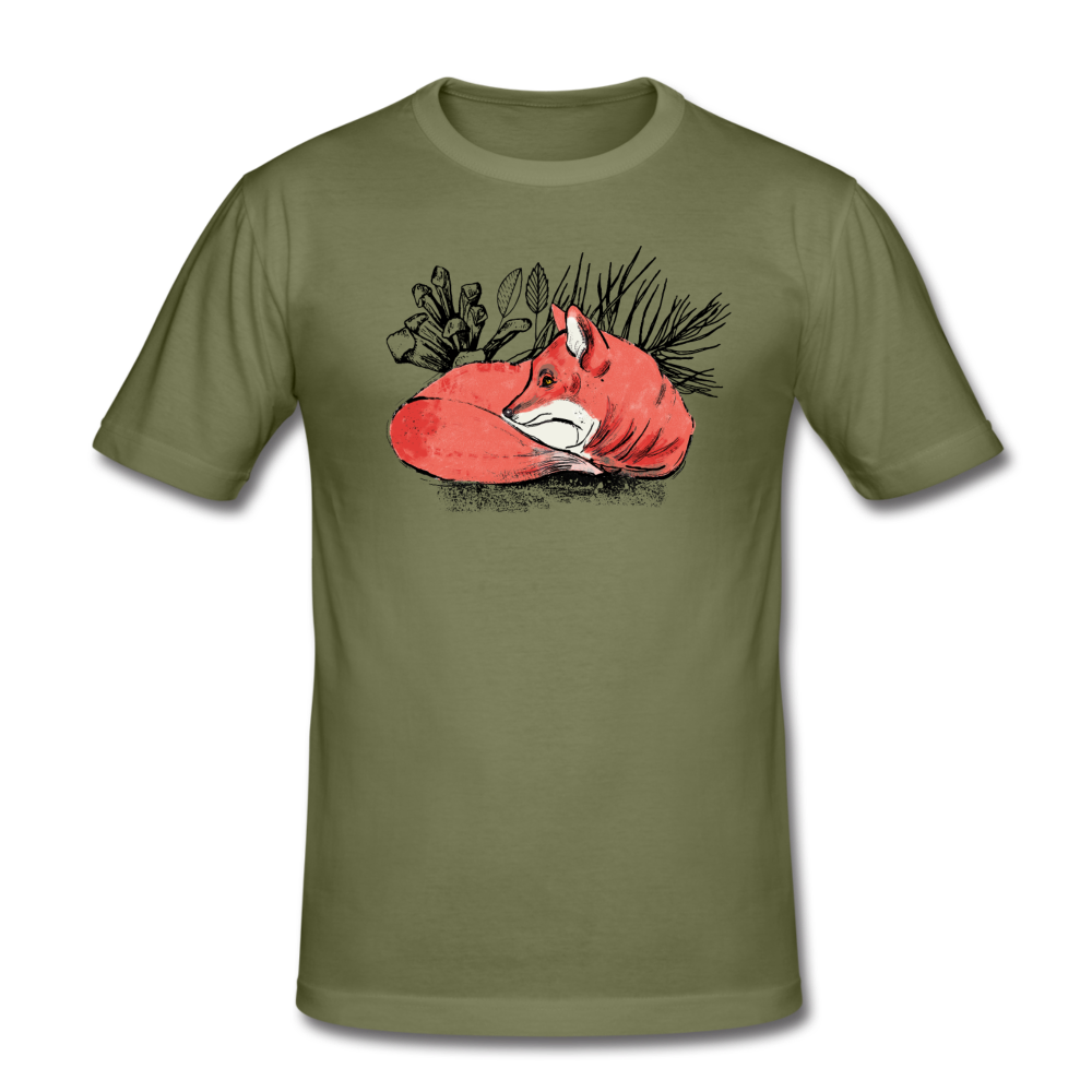 Männer Slim Fit T-Shirt "Ruhender Fuchs" - Hinter dem Mond