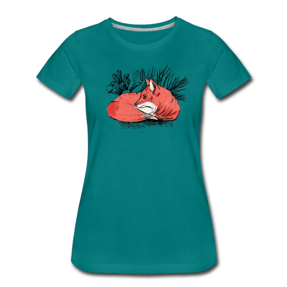 Frauen Premium T-Shirt "Ruhender Fuchs" - Hinter dem Mond