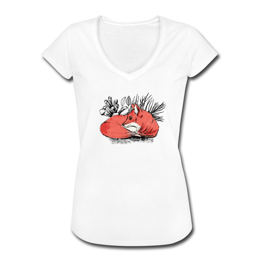 Frauen Vintage T-Shirt - "Ruhender Fuchs" - Hinter dem Mond