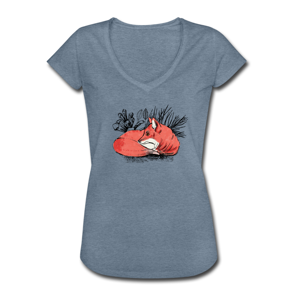 Frauen Vintage T-Shirt - "Ruhender Fuchs" - Hinter dem Mond