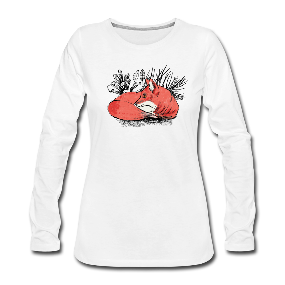 Frauen Premium Langarmshirt - "Ruhender Fuchs" - Hinter dem Mond