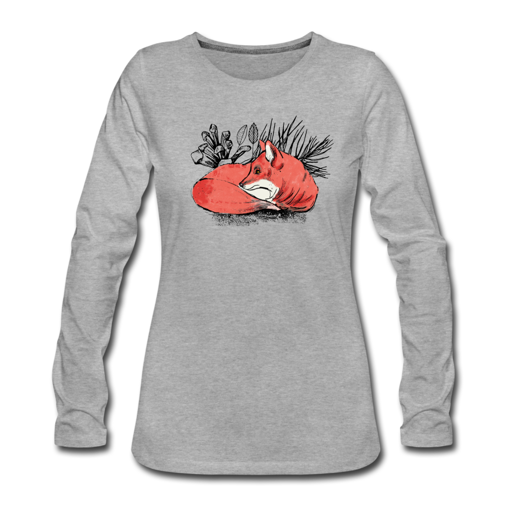 Frauen Premium Langarmshirt - "Ruhender Fuchs" - Hinter dem Mond