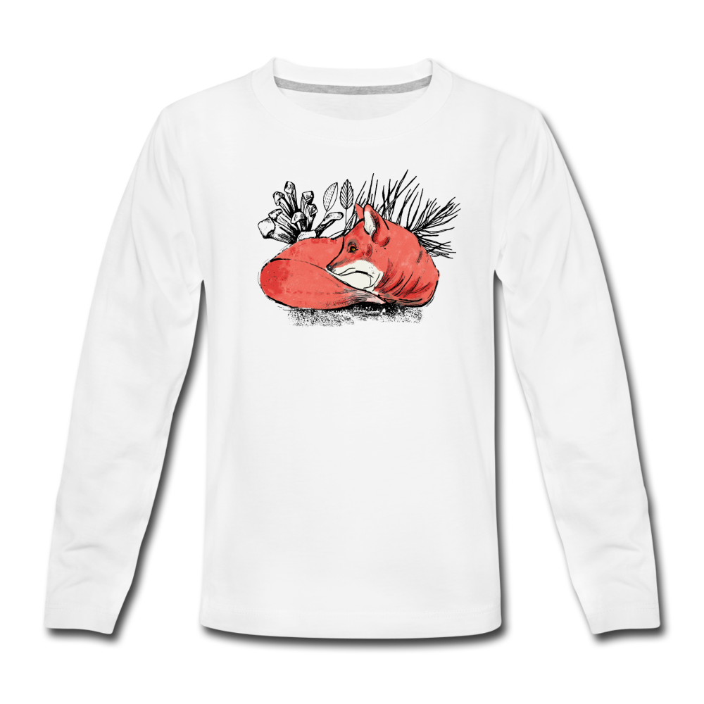 Kinder Premium Langarmshirt "Ruhender Fuchs" - Hinter dem Mond