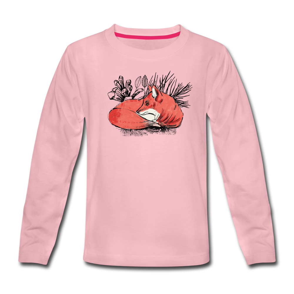 Kinder Premium Langarmshirt "Ruhender Fuchs" - Hinter dem Mond