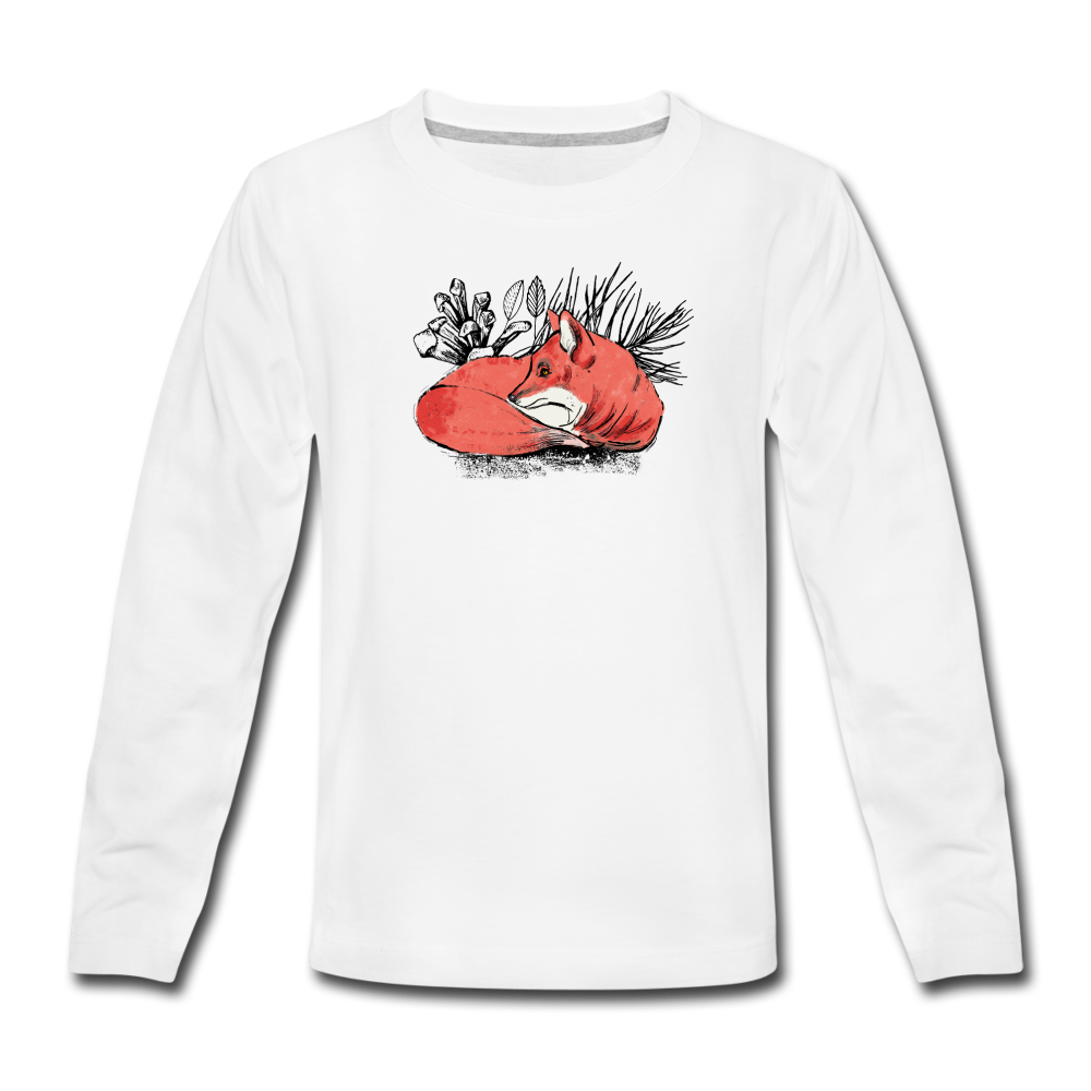 Teenager Premium Langarmshirt - "Ruhender Fuchs" - Hinter dem Mond