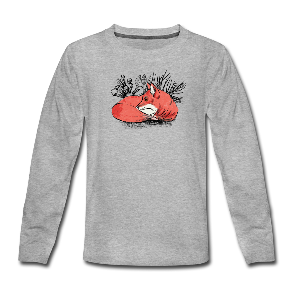 Teenager Premium Langarmshirt - "Ruhender Fuchs" - Hinter dem Mond