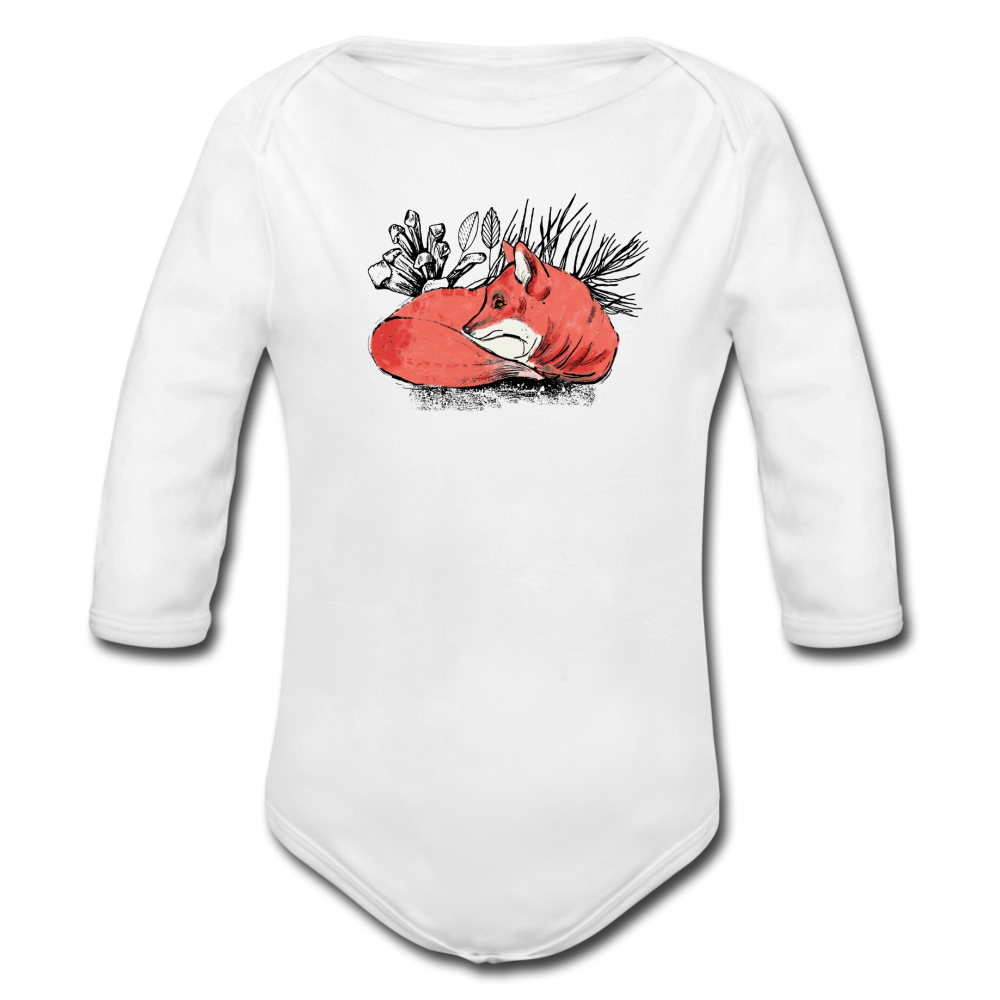 Baby Bio-Langarm-Body - "Ruhender Fuchs" - Hinter dem Mond