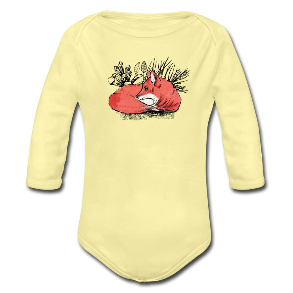 Baby Bio-Langarm-Body - "Ruhender Fuchs" - Hinter dem Mond