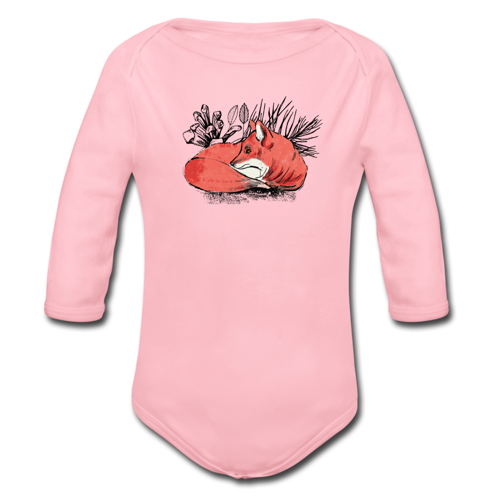 Baby Bio-Langarm-Body - "Ruhender Fuchs" - Hinter dem Mond