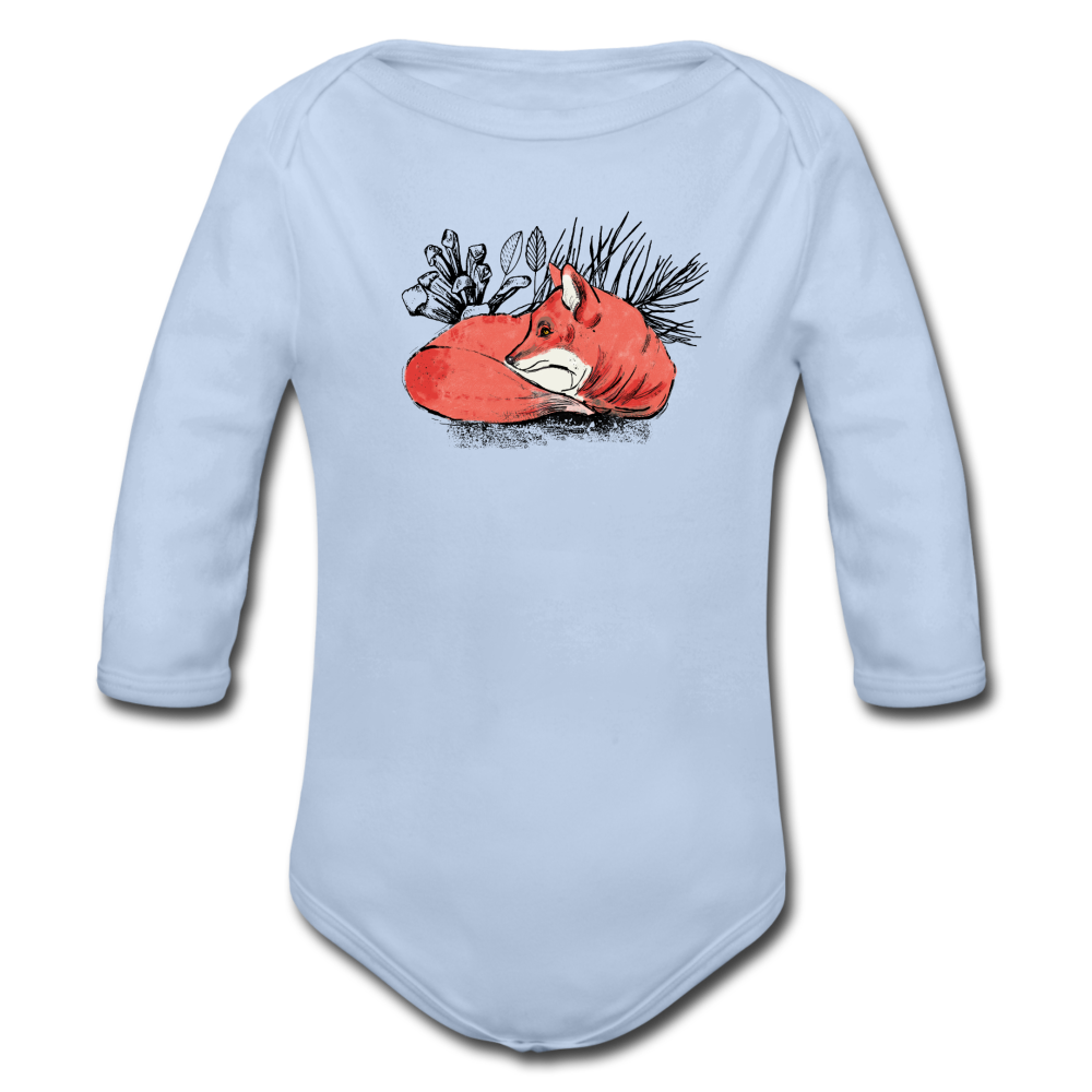Baby Bio-Langarm-Body - "Ruhender Fuchs" - Hinter dem Mond