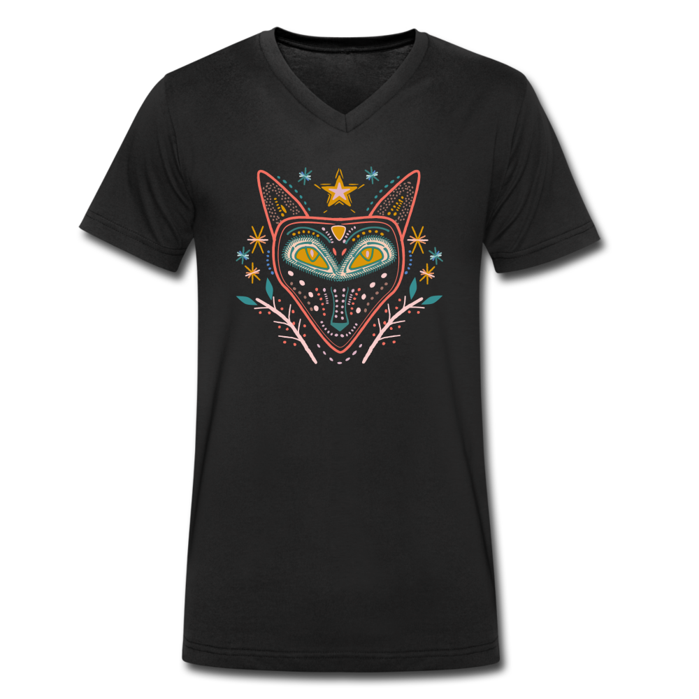 Männer Bio-T-Shirt mit V-Ausschnitt - "Nachtfuchs" - Hinter dem Mond