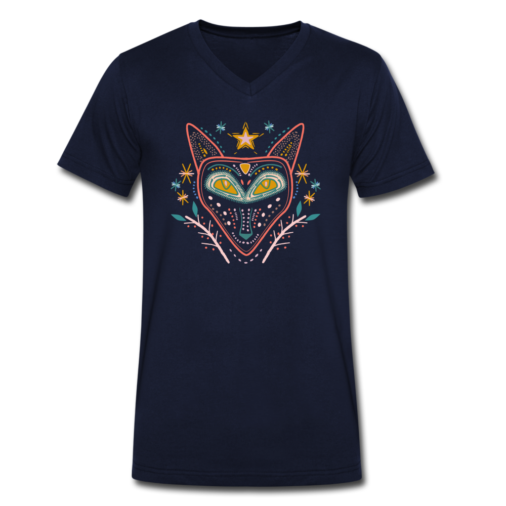 Männer Bio-T-Shirt mit V-Ausschnitt - "Nachtfuchs" - Hinter dem Mond