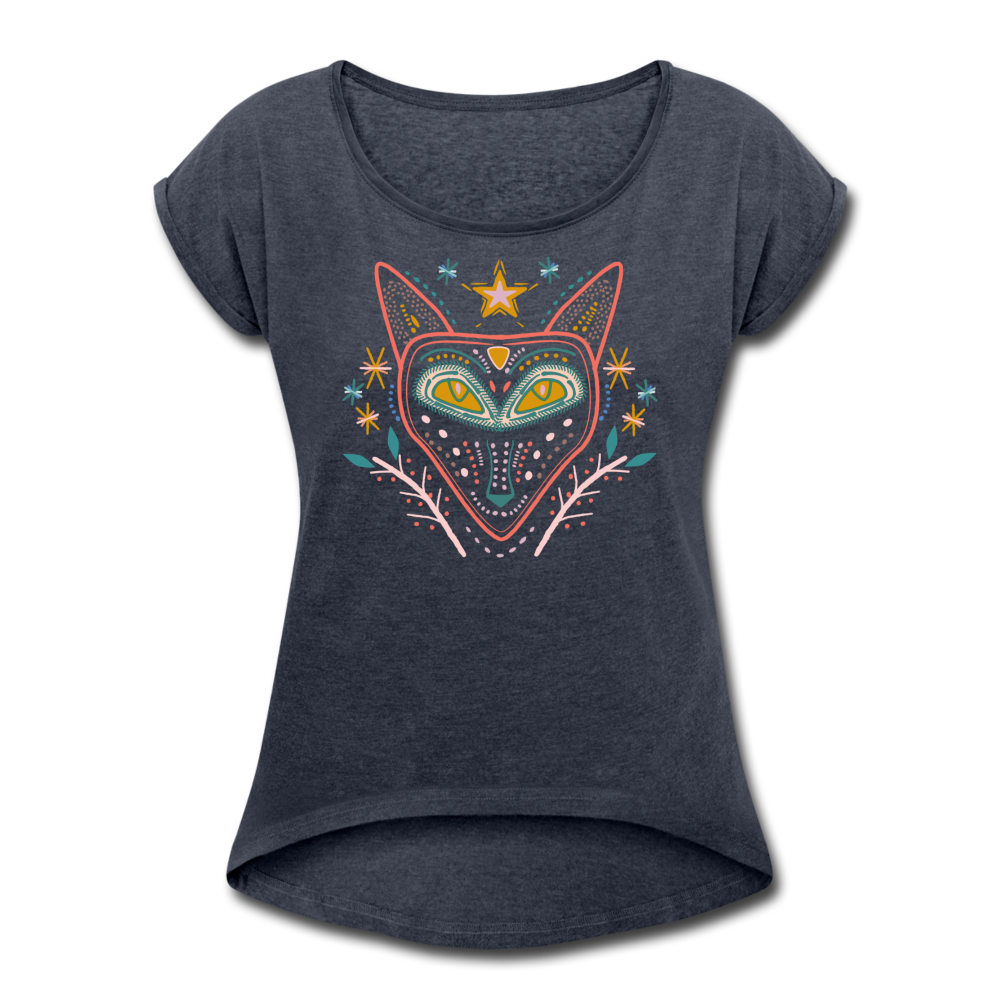 Frauen T-Shirt mit gerollten Ärmeln - Hinter dem Mond