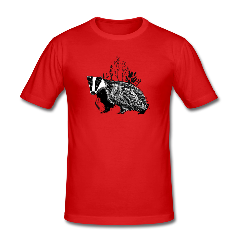 Männer Slim Fit T-Shirt "Dachs im Gras" - Hinter dem Mond