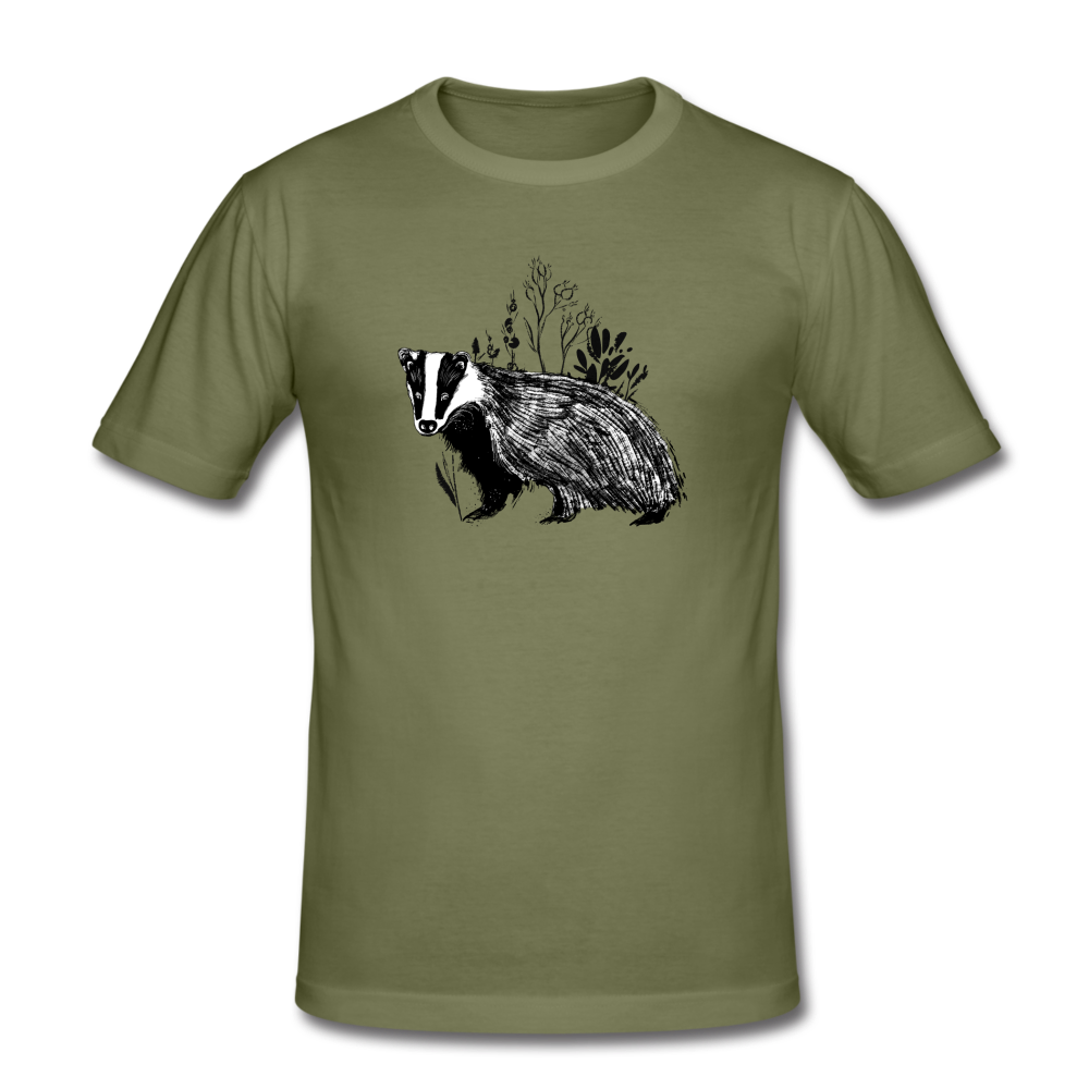Männer Slim Fit T-Shirt "Dachs im Gras" - Hinter dem Mond
