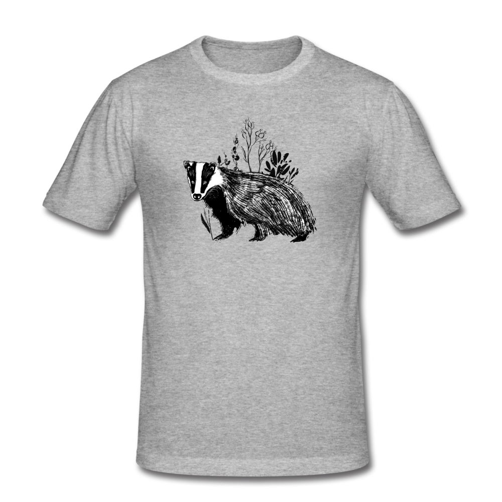Männer Slim Fit T-Shirt "Dachs im Gras" - Hinter dem Mond