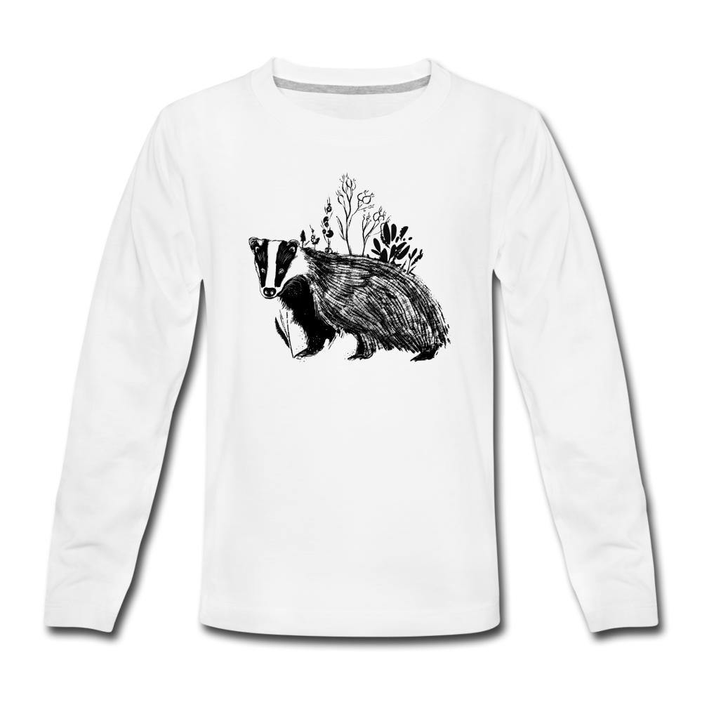 Kinder Premium Langarmshirt "Dachs im Gras" - Hinter dem Mond