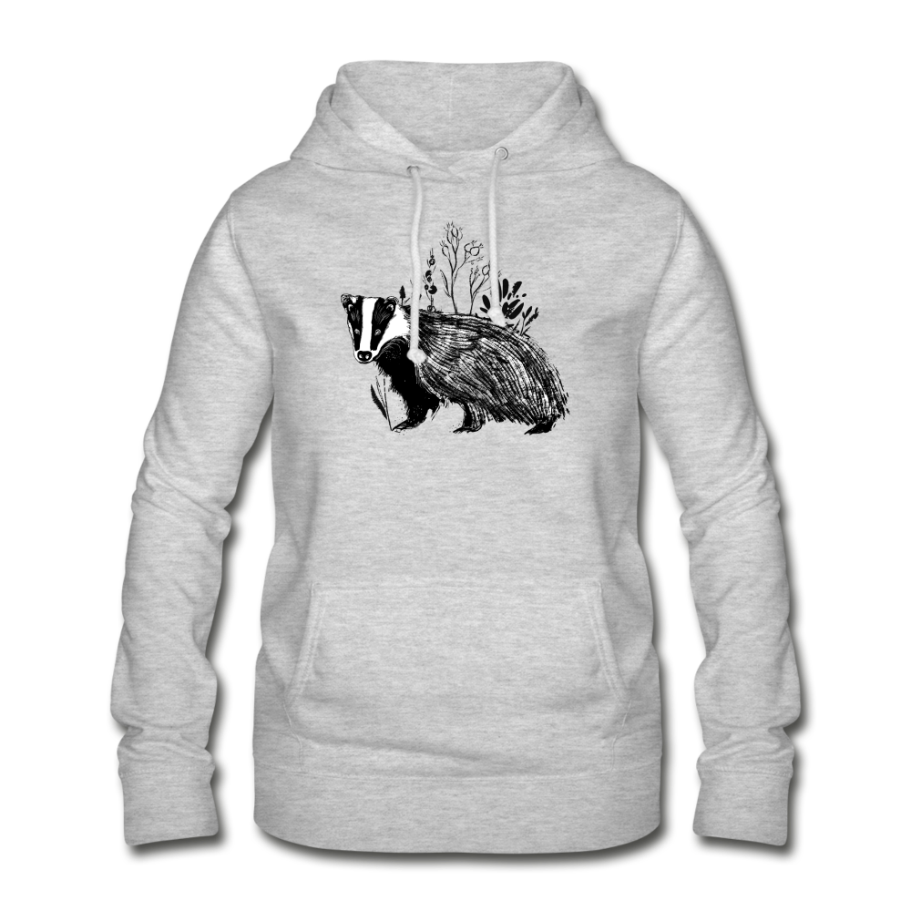 Frauen Hoodie "Dachs im Gras" - Hinter dem Mond