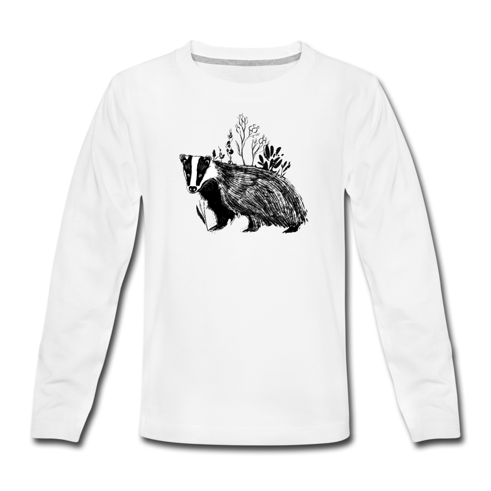 Teenager Premium Langarmshirt "Dachs im Gras" - Hinter dem Mond
