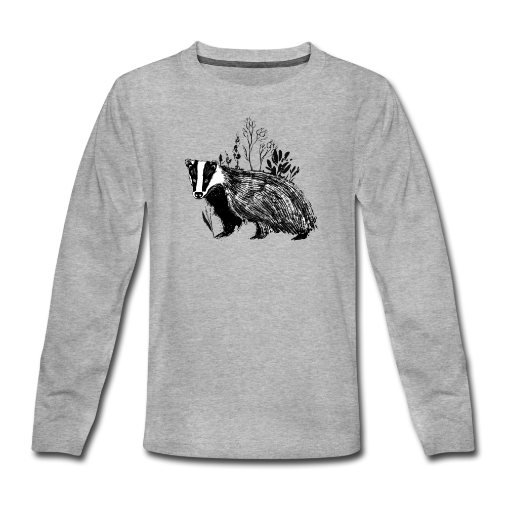 Teenager Premium Langarmshirt "Dachs im Gras" - Hinter dem Mond