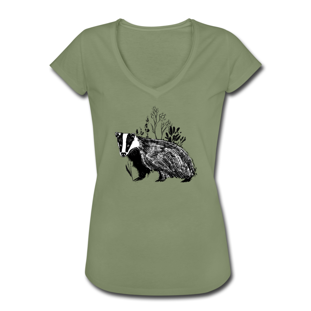 Frauen Vintage T-Shirt "Dachs im Gras" - Hinter dem Mond