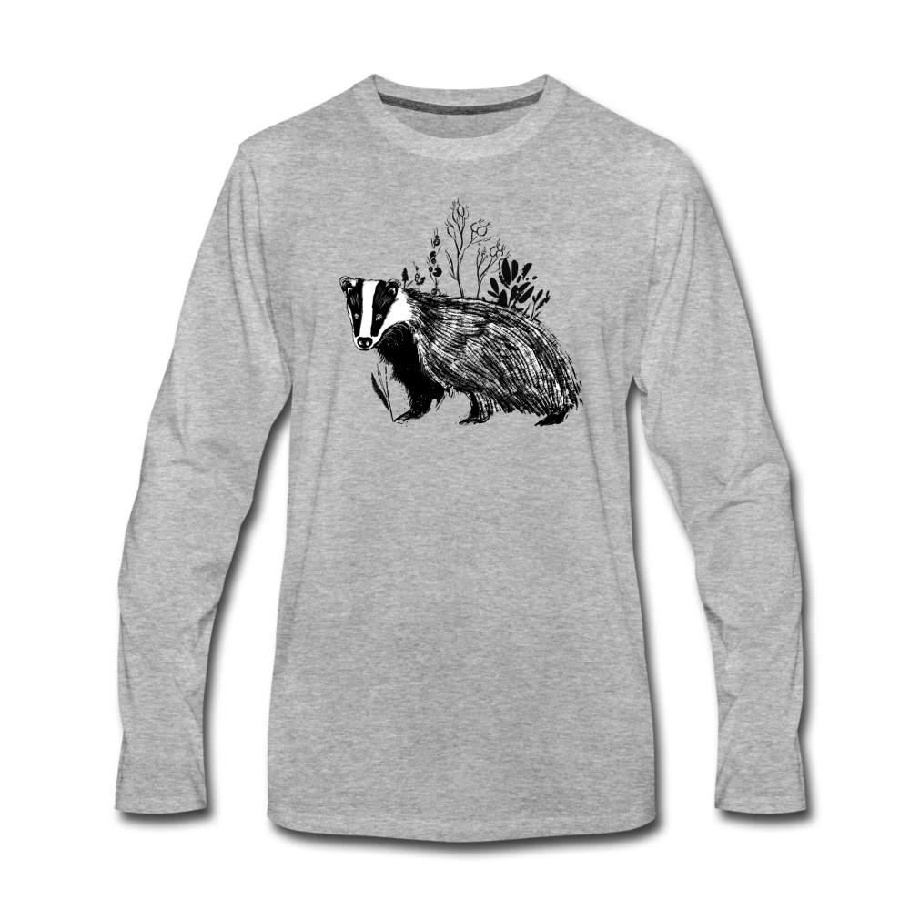 Männer Premium Langarmshirt "Dachs im Gras" - Hinter dem Mond
