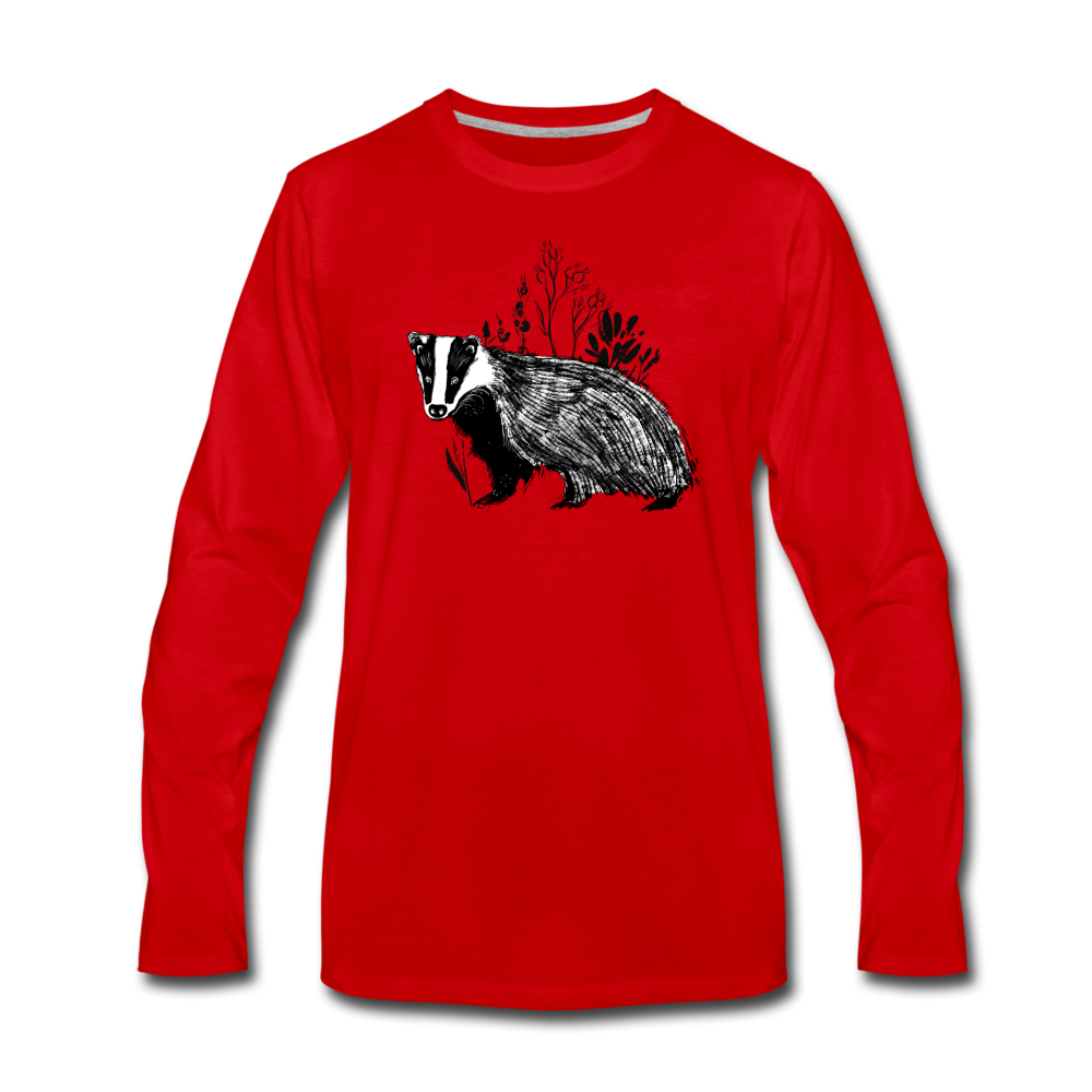 Männer Premium Langarmshirt "Dachs im Gras" - Hinter dem Mond