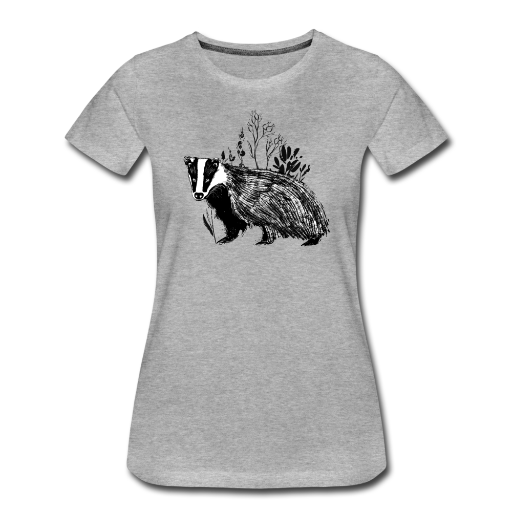 Frauen Premium T-Shirt "Dachs im Gras" - Hinter dem Mond